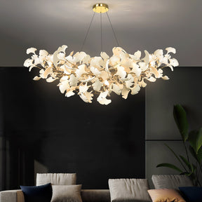 Lustre Ginkgo Contemporain en Verre - Éclairage LED Élégant et Réglable
