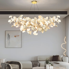 Lustre Ginkgo Contemporain en Verre - Éclairage LED Élégant et Réglable