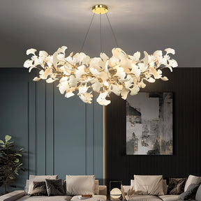 Lustre Ginkgo Contemporain en Verre - Éclairage LED Élégant et Réglable