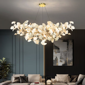 Lustre Ginkgo Contemporain en Verre - Éclairage LED Élégant et Réglable