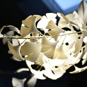 Lustre Ginkgo Contemporain en Verre - Éclairage LED Élégant et Réglable