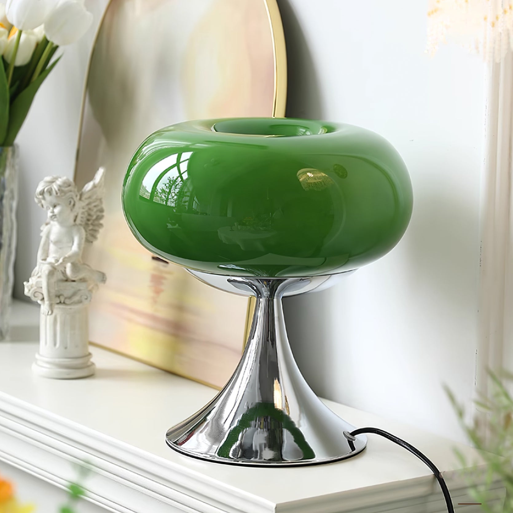 Lampe Contemporaine en Verre et Métal - Design Unique et Éclairage LED Économe