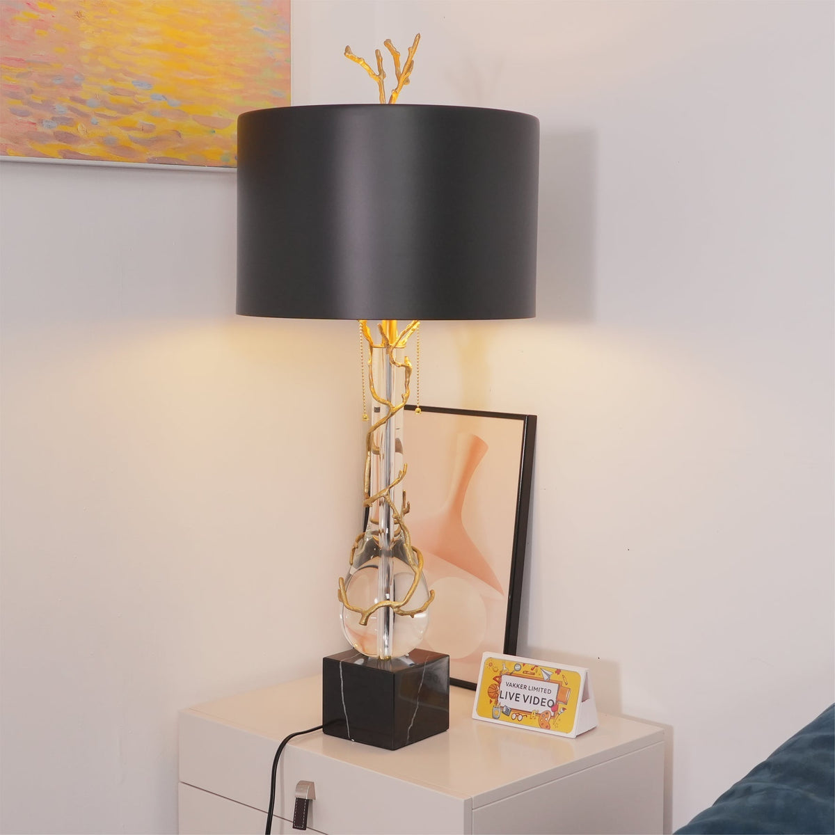 Lampe de Bureau en Marbre Noir - Design Unique et Élégance Naturelle