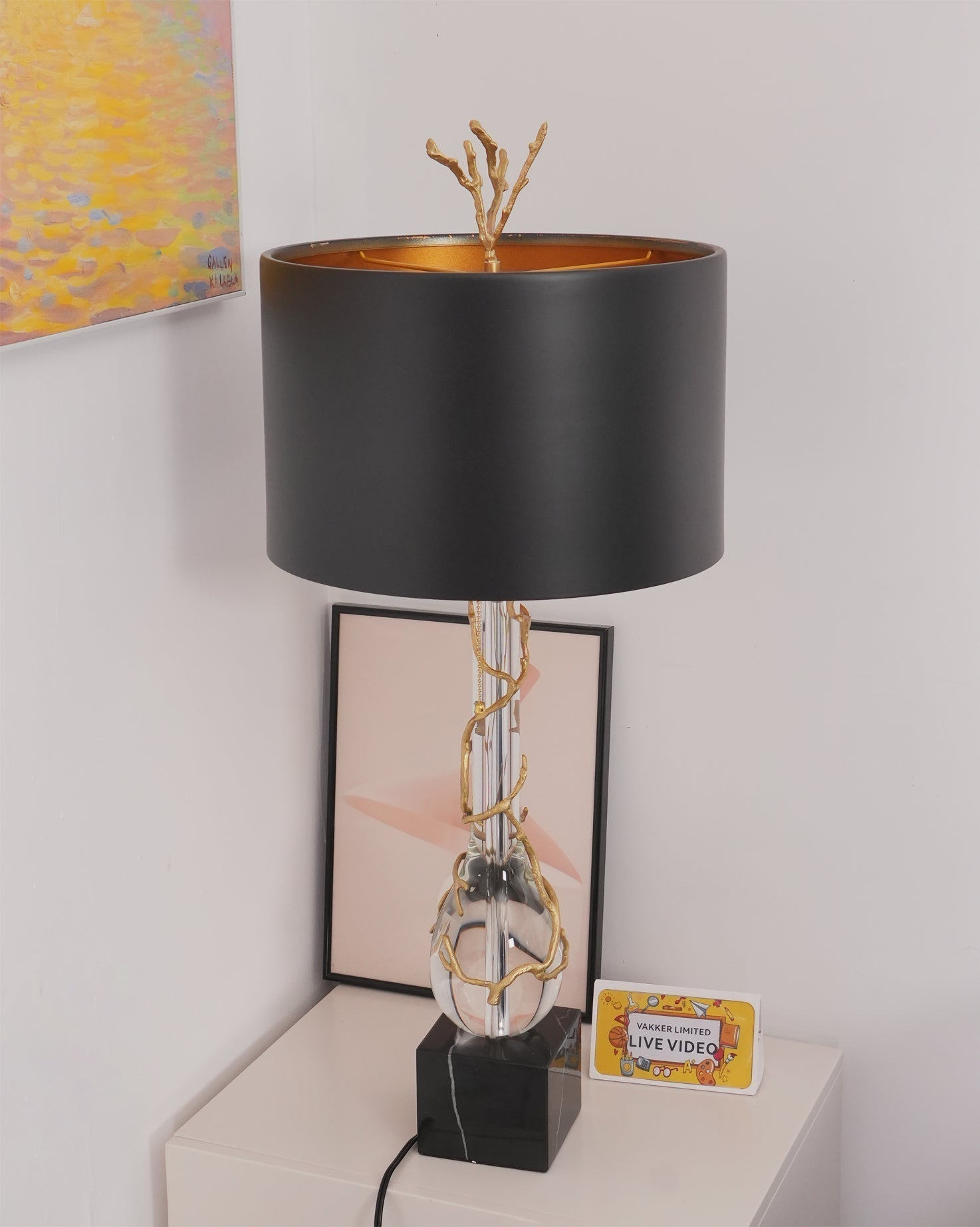 Lampe de Bureau en Marbre Noir - Design Unique et Élégance Naturelle