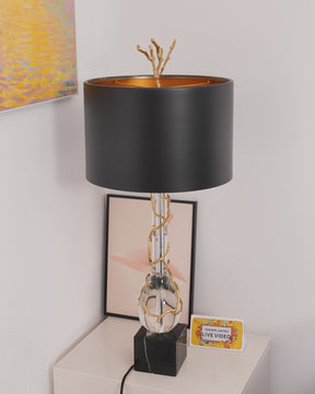 Lampe de Bureau en Marbre Noir - Design Unique et Élégance Naturelle