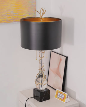 Lampe de Bureau en Marbre Noir - Design Unique et Élégance Naturelle