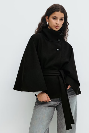 Manteau Cape Élégant pour Femmes - Chic et Pratique avec Col Haut