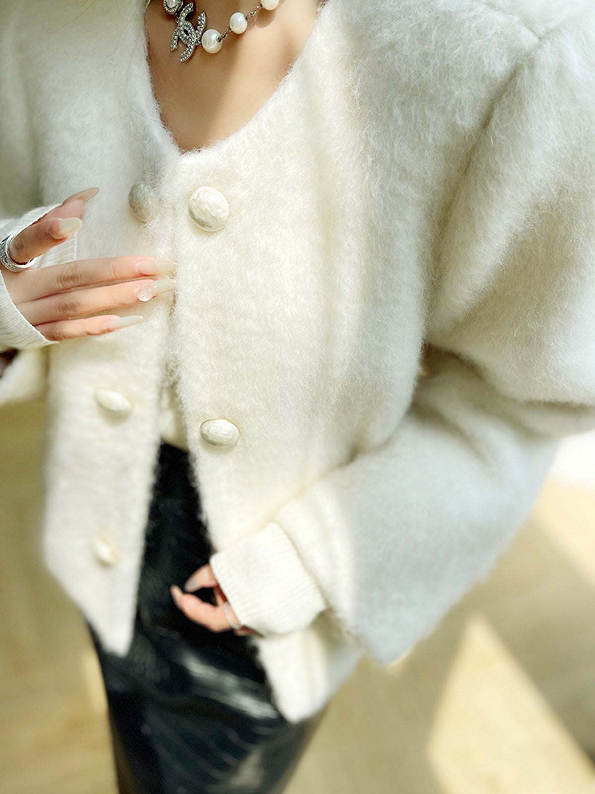 Manteau en Laine Court à Boutons - Chaud et Confortable pour Hiver