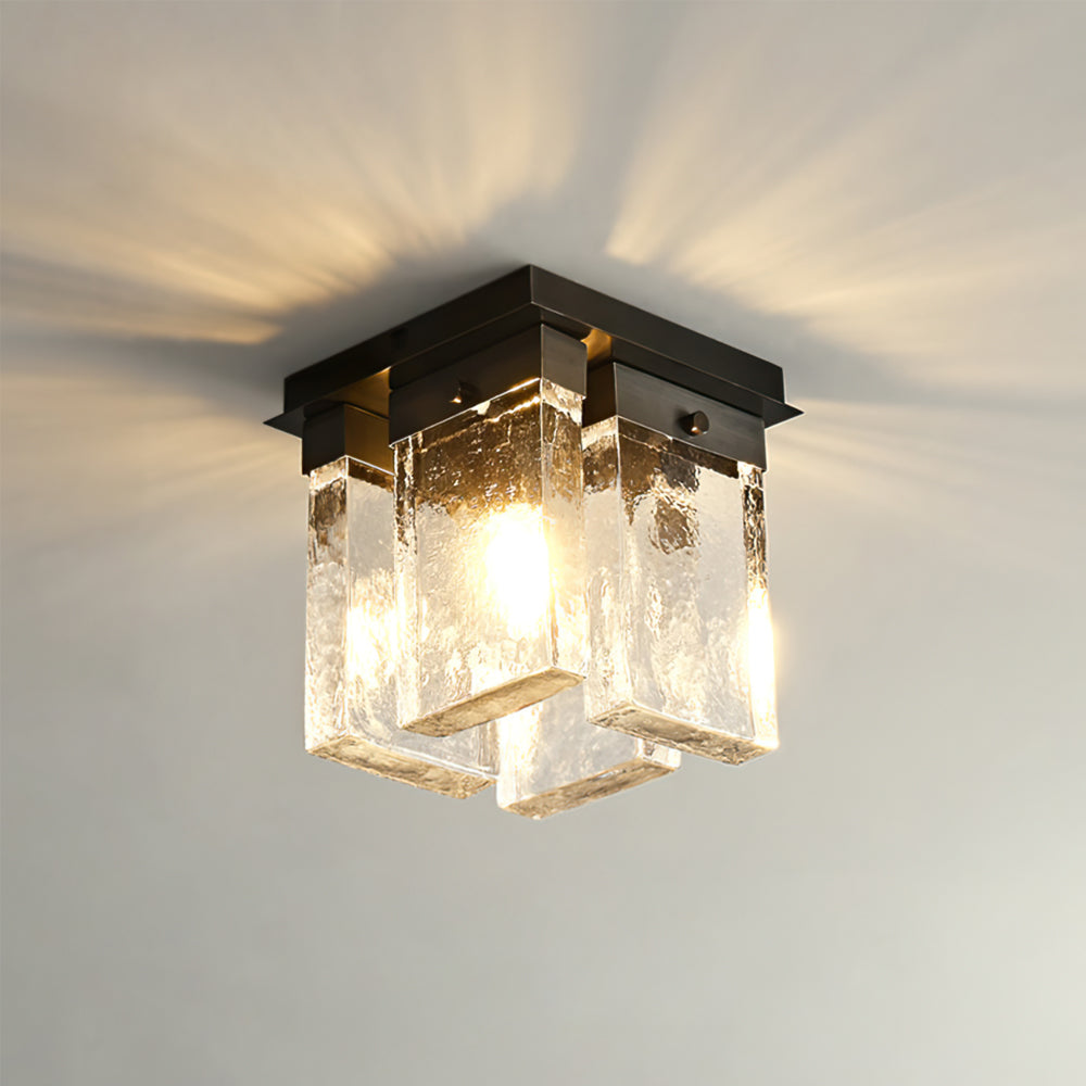 Plafonnier en Laiton et Verre - Éclairage Luxueux et Élégant