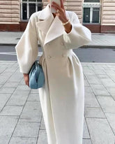 Manteau Long d'Hiver pour Femmes - Élégant avec Revers Surdimensionné
