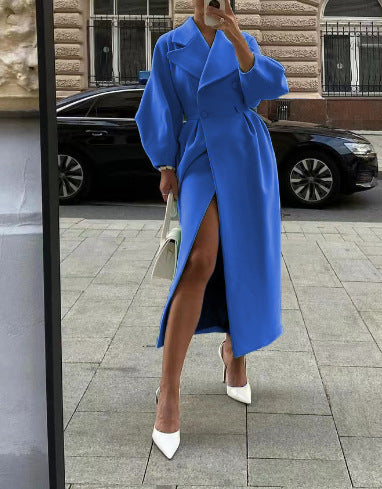 Manteau Long d'Hiver pour Femmes - Élégant avec Revers Surdimensionné