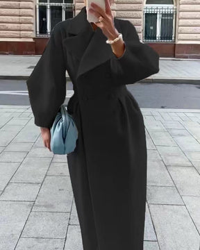 Manteau Long d'Hiver pour Femmes - Élégant avec Revers Surdimensionné