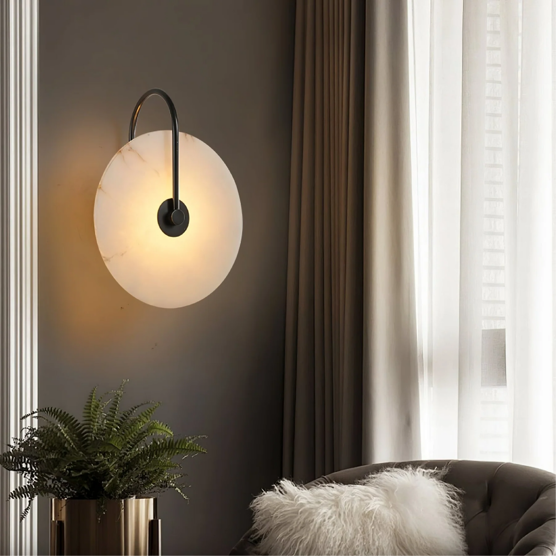 Applique Murale LED en Marbre - Élégance Minimaliste et Ambiance Chaleureuse