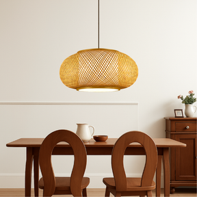 Lampe Suspendue en Bambou Naturel - Éclairage Chaud et Ambiance Cosy
