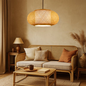 Lampe Suspendue en Bambou Naturel - Éclairage Chaud et Ambiance Cosy