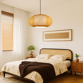 Lampe Suspendue en Bambou Naturel - Éclairage Chaud et Ambiance Cosy