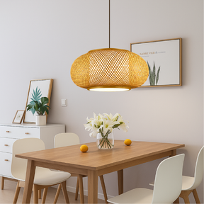 Lampe Suspendue en Bambou Naturel - Éclairage Chaud et Ambiance Cosy