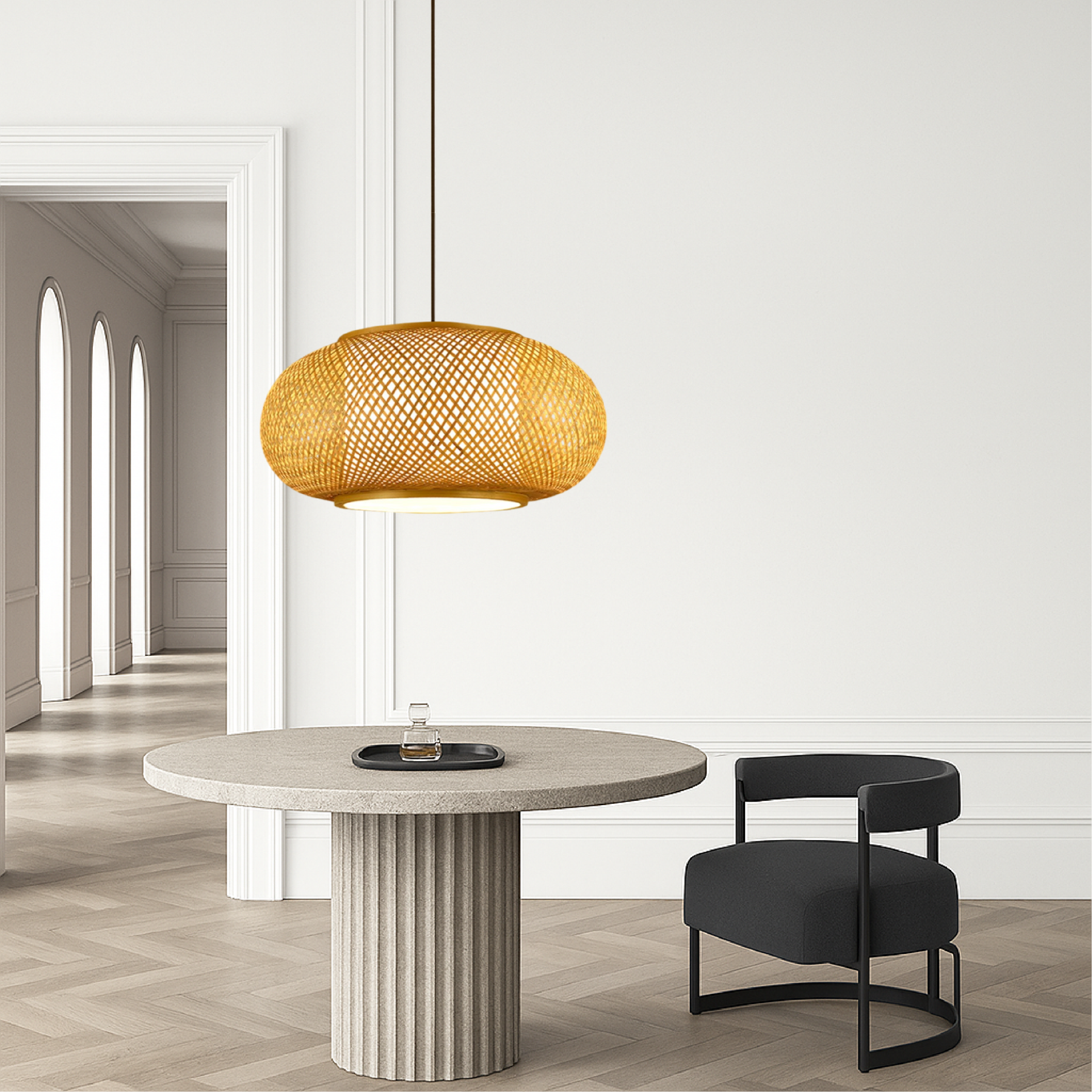 Lampe Suspendue en Bambou Naturel - Éclairage Chaud et Ambiance Cosy