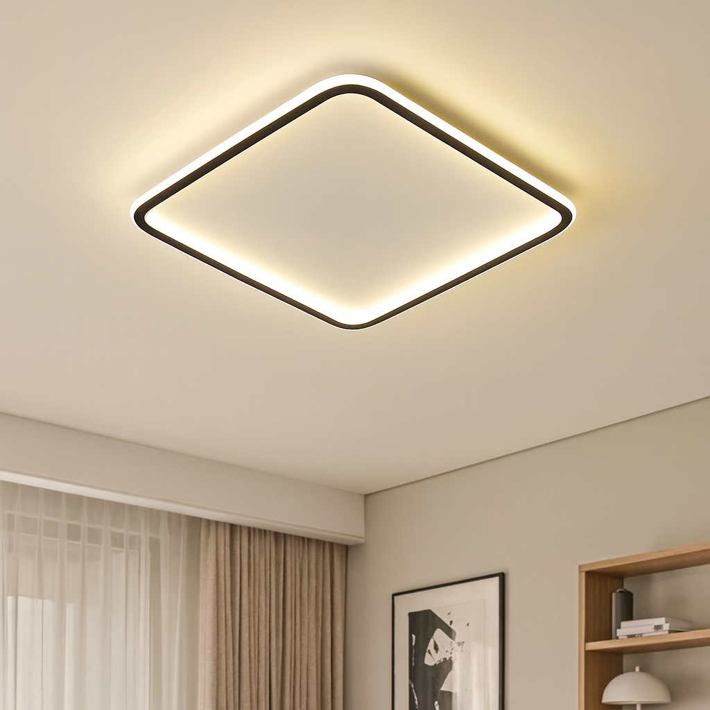 Lampe de Plafond Carrée Scandinave - Éclairage Ambiant Élégant et Apaisant