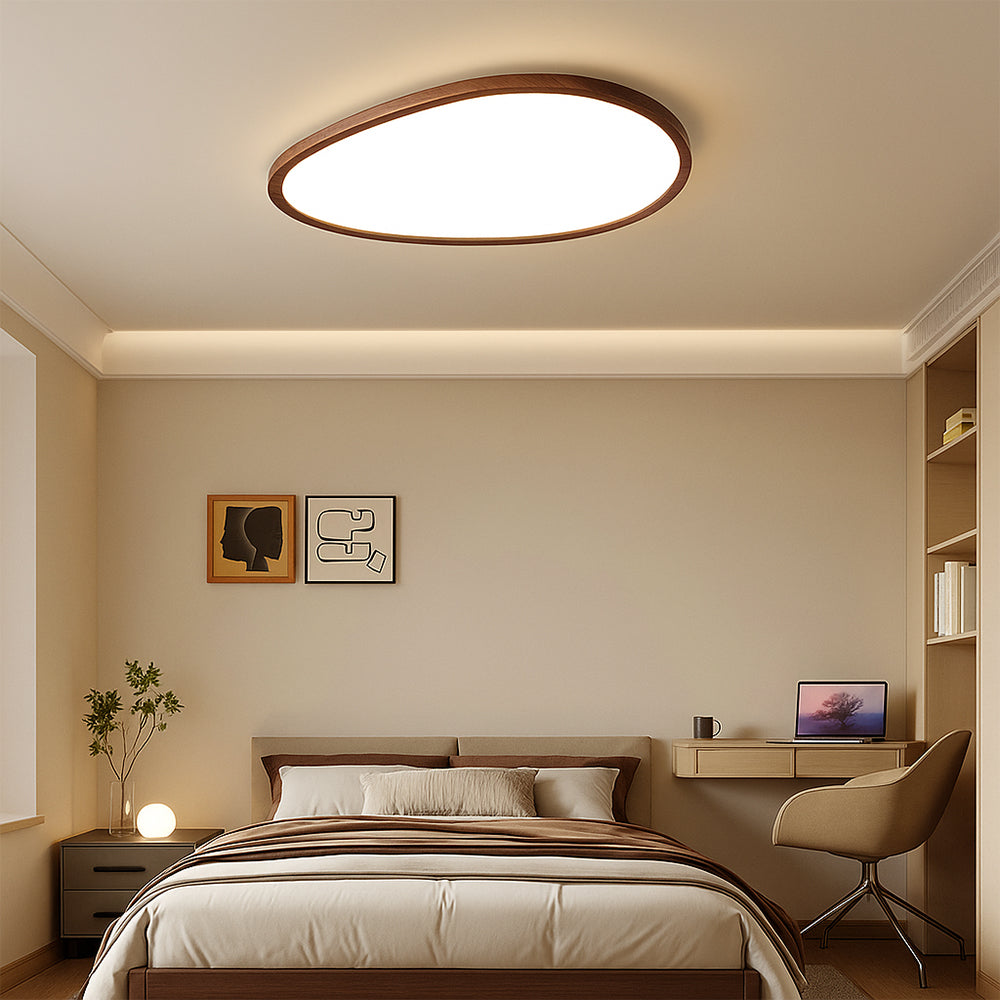 Lampe de Plafond en Bois Sombre - Élégance Minimaliste et Ambiance Chaleureuse