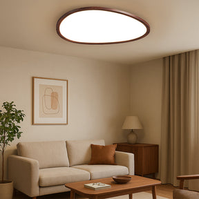 Lampe de Plafond en Bois Sombre - Élégance Minimaliste et Ambiance Chaleureuse