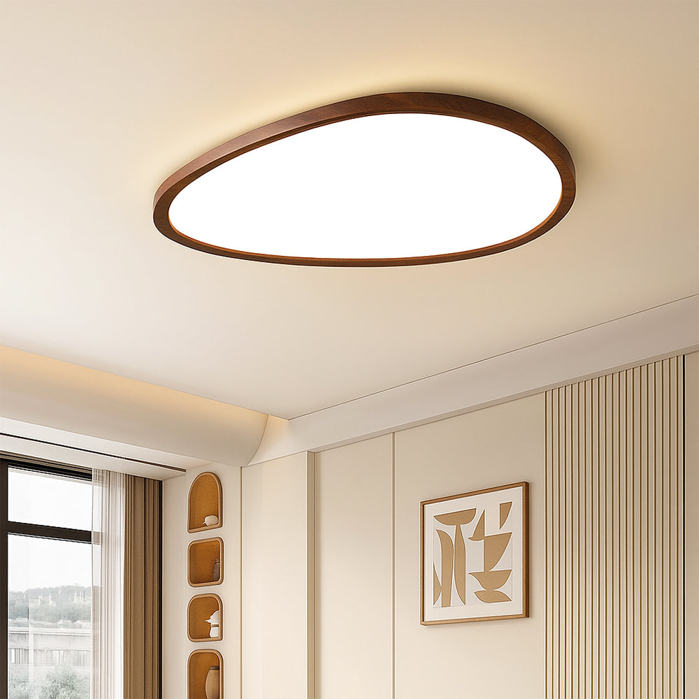 Lampe de Plafond en Bois Sombre - Élégance Minimaliste et Ambiance Chaleureuse