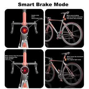 Feu Arrière de Vélo Intelligent - Rechargeable USB avec Capteur de Mouvement