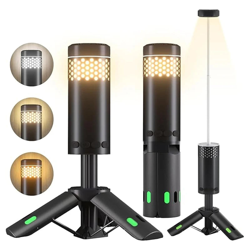 Lampe de Camping LED Rechargeable - Trépied Pliable et Résistant aux Intempéries