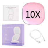 Miroir de Maquillage LED Compact - Double Magnification et Éclairage Réglable