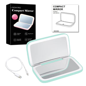 Miroir de Maquillage LED Compact - Double Magnification et Éclairage Réglable