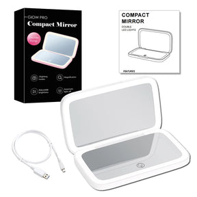 Miroir de Maquillage LED Compact - Double Magnification et Éclairage Réglable