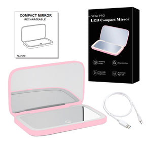 Miroir de Maquillage LED Compact - Double Magnification et Éclairage Réglable