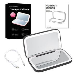 Miroir de Maquillage LED Compact - Double Magnification et Éclairage Réglable