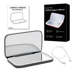 Miroir de Maquillage LED Compact - Double Magnification et Éclairage Réglable