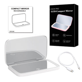 Miroir de Maquillage LED Compact - Double Magnification et Éclairage Réglable