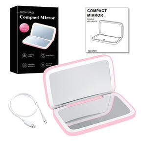 Miroir de Maquillage LED Compact - Double Magnification et Éclairage Réglable