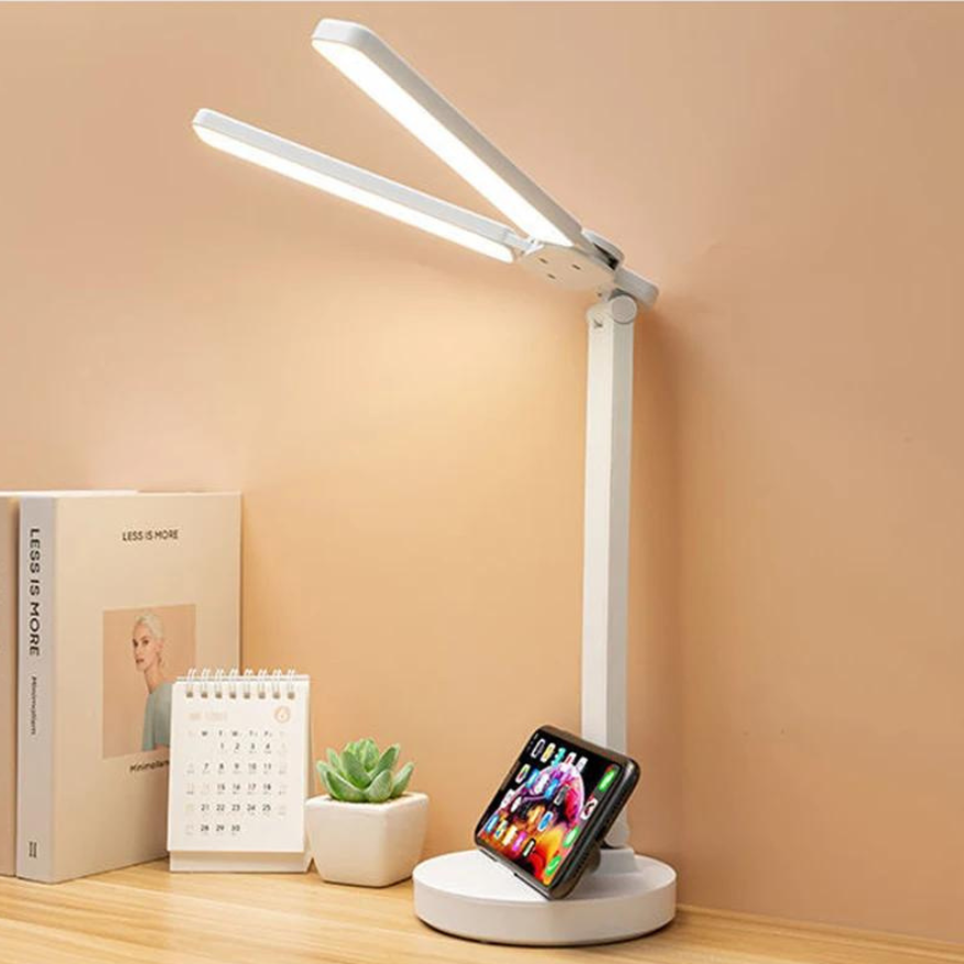 Lampe de Bureau LED Rechargeable - Éclairage Ajustable et Amie des Yeux