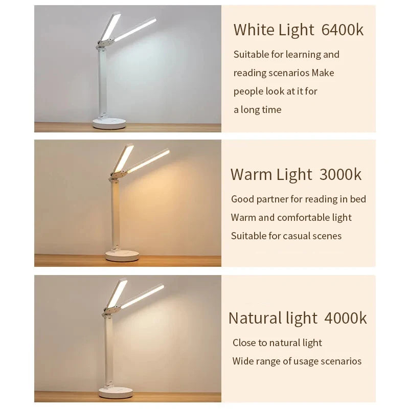Lampe de Bureau LED Rechargeable - Éclairage Ajustable et Amie des Yeux