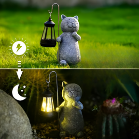 Statue de Chat Solaire | Décoration Magique pour Jardin