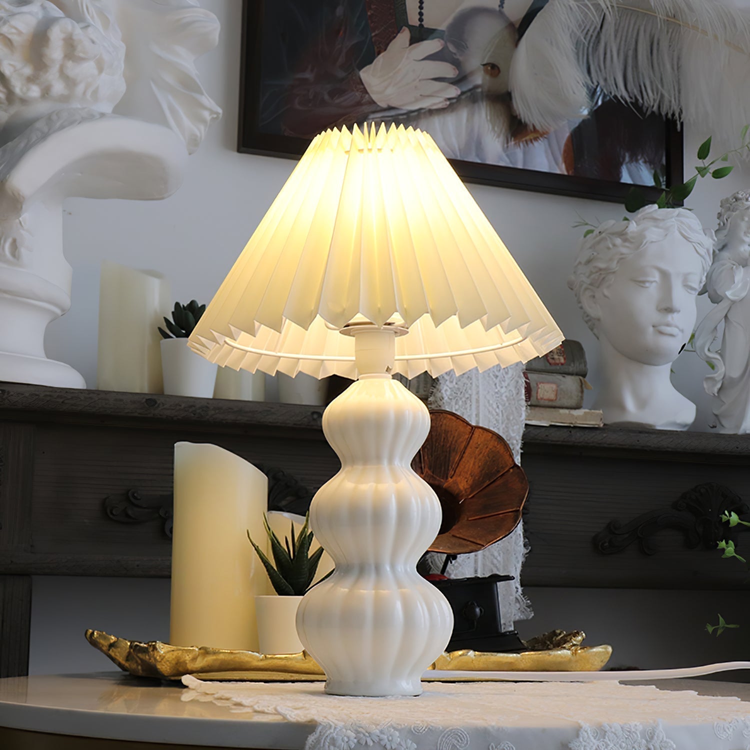Lampe de Table Plissée - Élégance et Atmosphère Chaleureuse