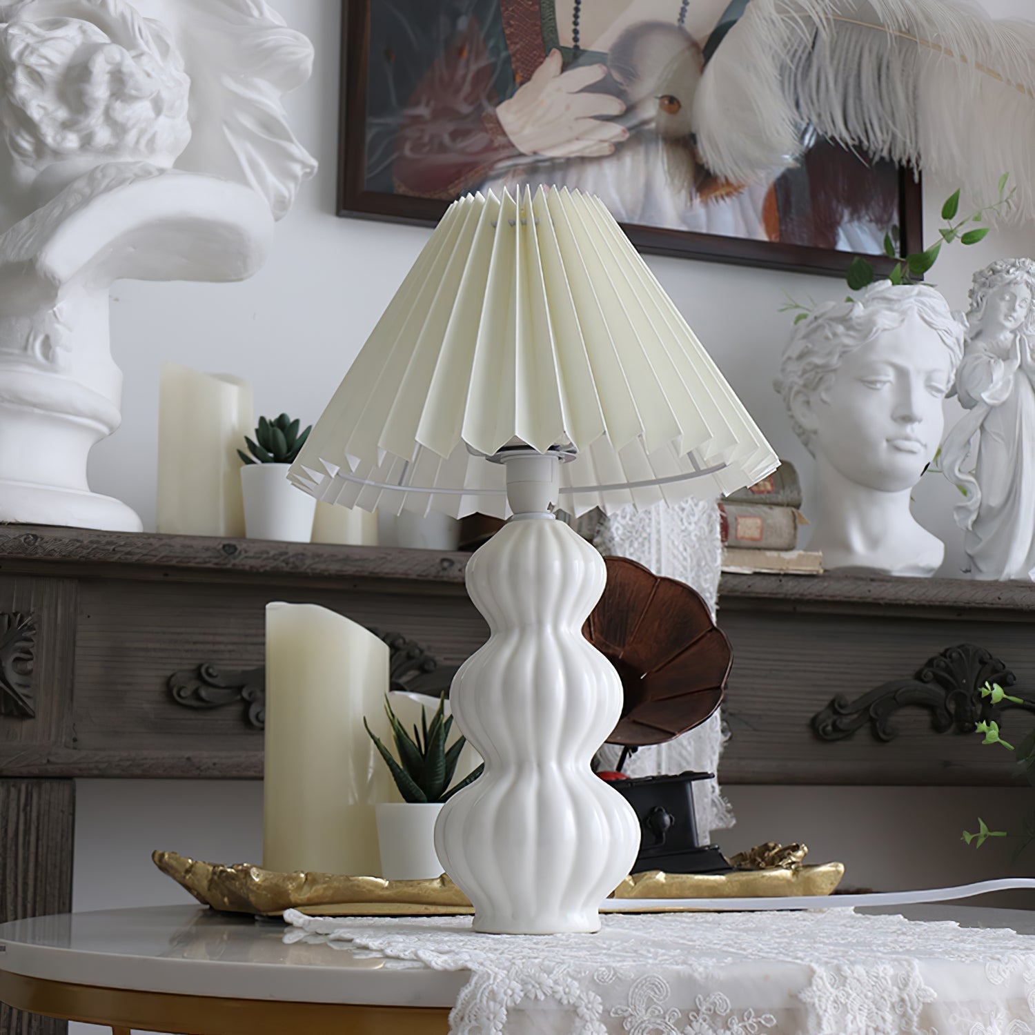 Lampe de Table Plissée - Élégance et Atmosphère Chaleureuse