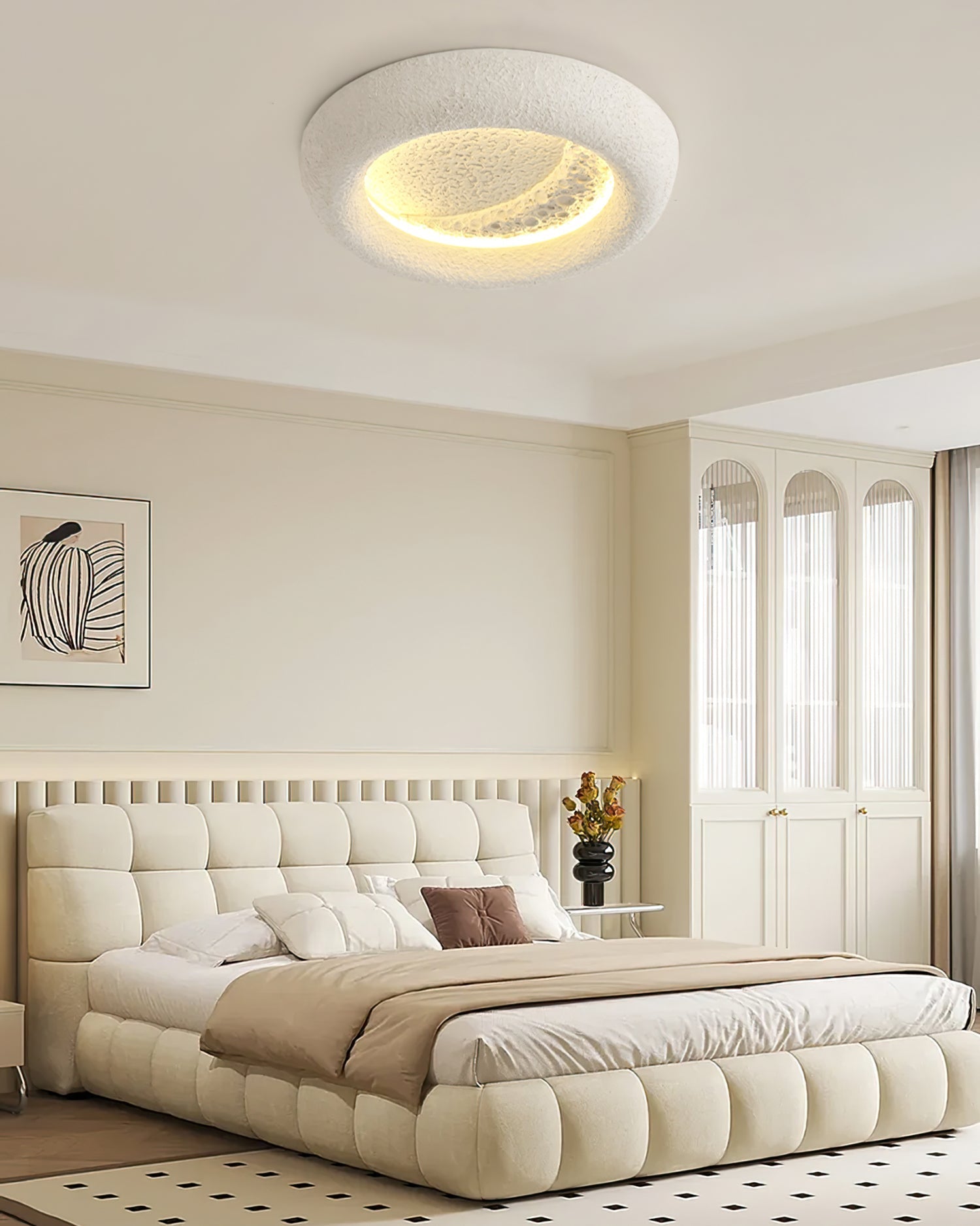 Plafonnier Atmosphérique en Résine - Éclairage Dimmable Inspiré par la Lune