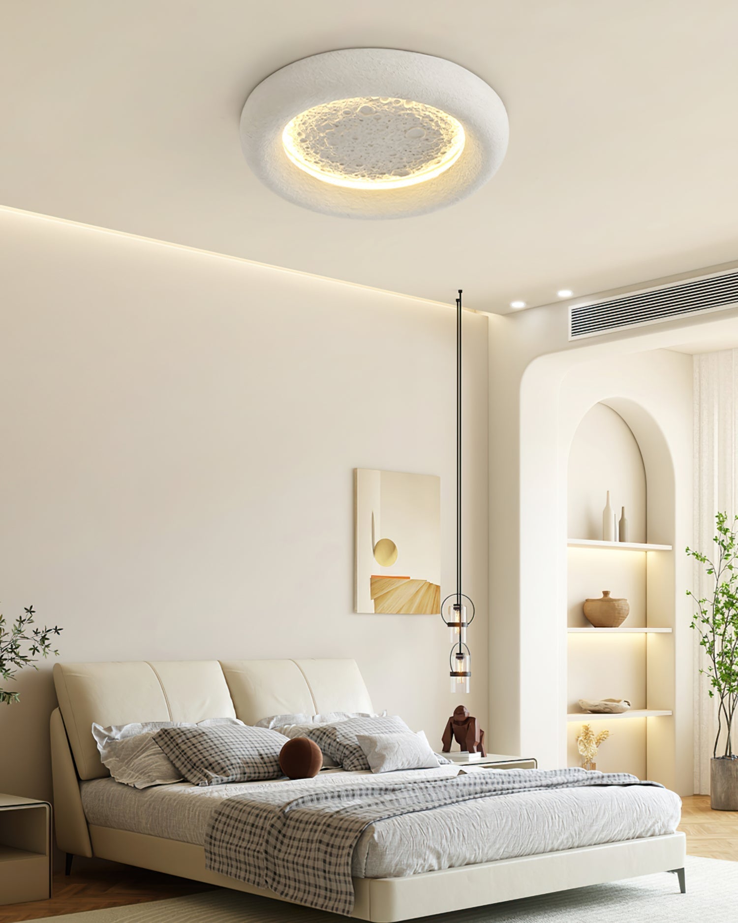 Plafonnier Atmosphérique en Résine - Éclairage Dimmable Inspiré par la Lune