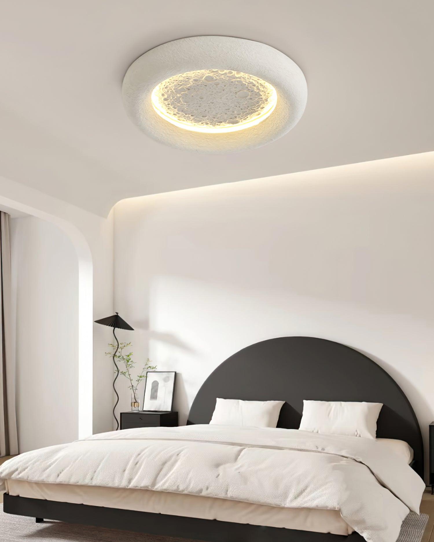 Plafonnier Atmosphérique en Résine - Éclairage Dimmable Inspiré par la Lune