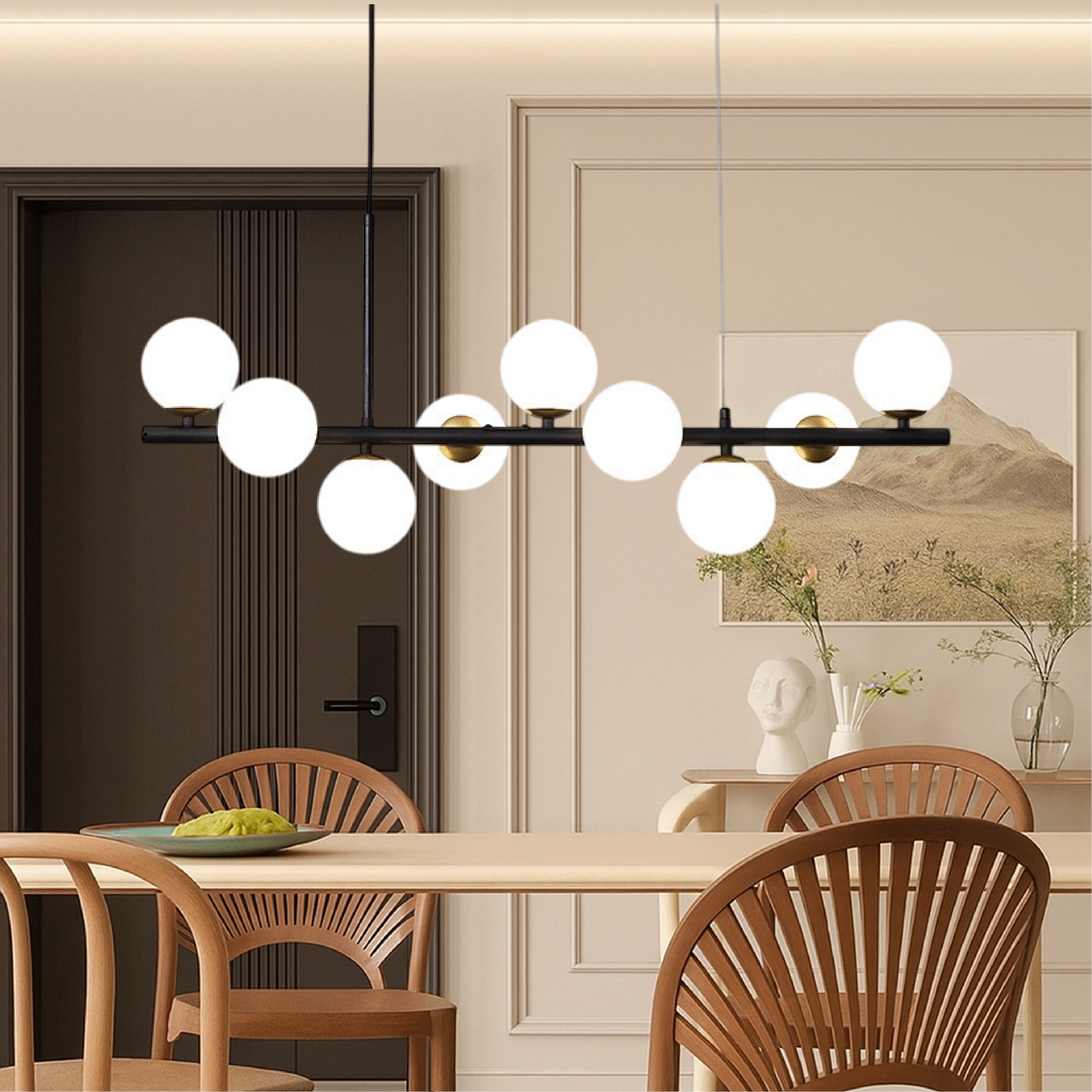 Luminaire Suspendu Noir pour Salle à Manger - Design Contemporain et Éclairage Réglable
