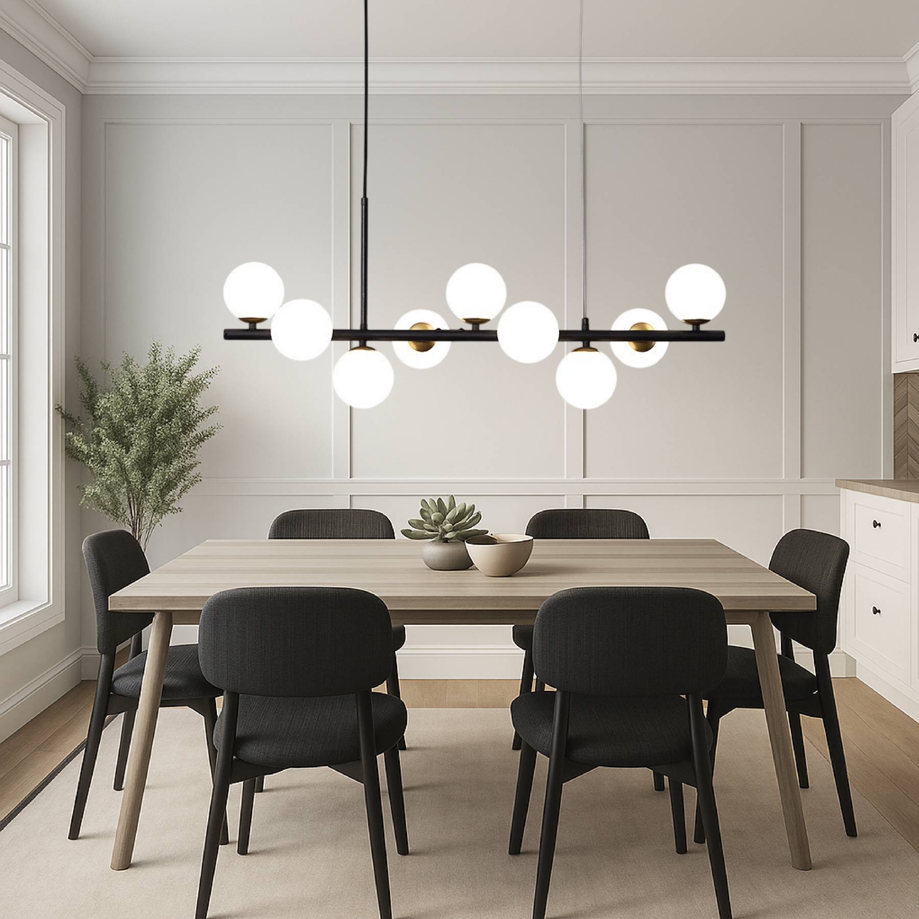 Luminaire Suspendu Noir pour Salle à Manger - Design Contemporain et Éclairage Réglable