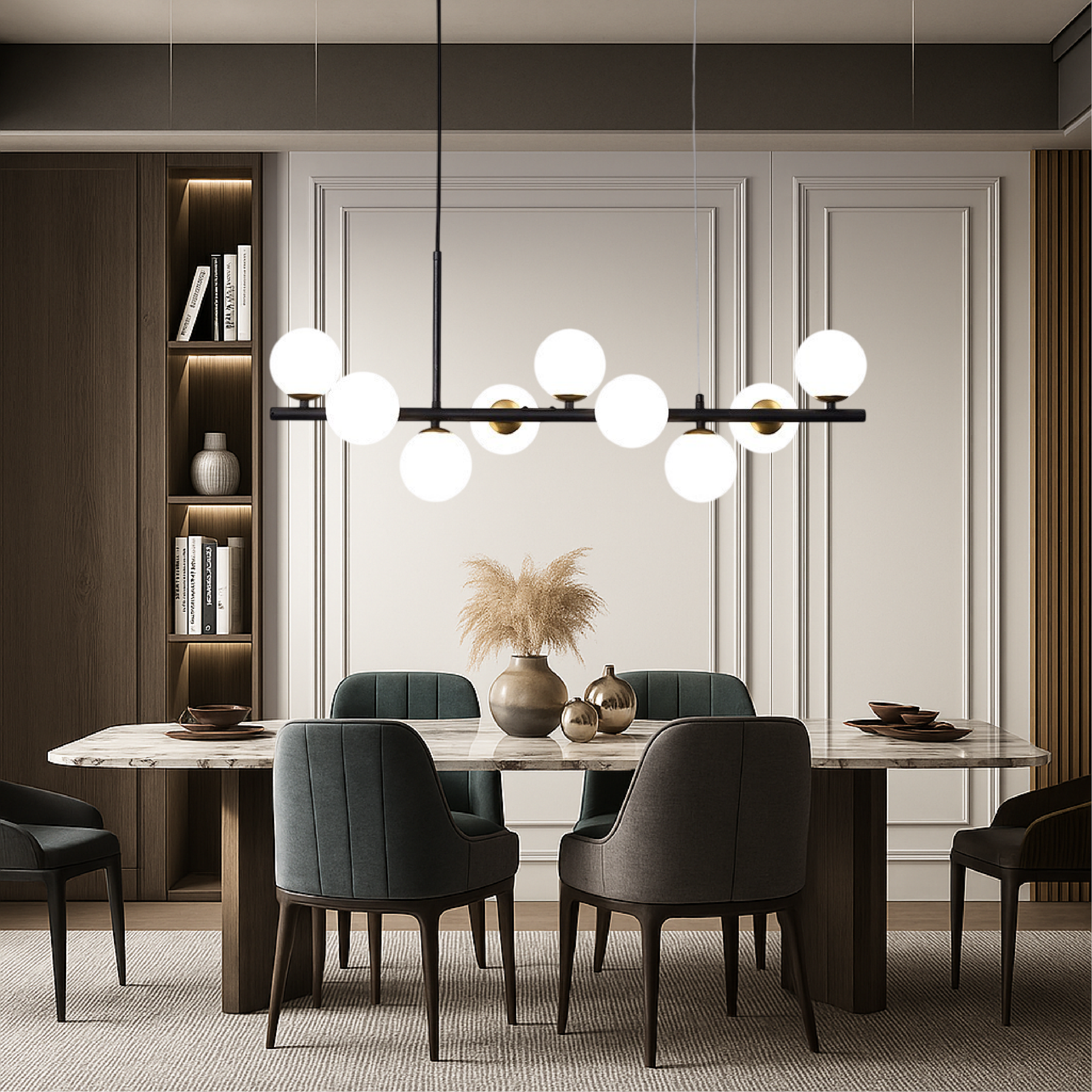 Luminaire Suspendu Noir pour Salle à Manger - Design Contemporain et Éclairage Réglable