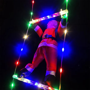 Décoration de Noël avec Échelle du Père Noël - Éclairage LED et Télécommande Inclus