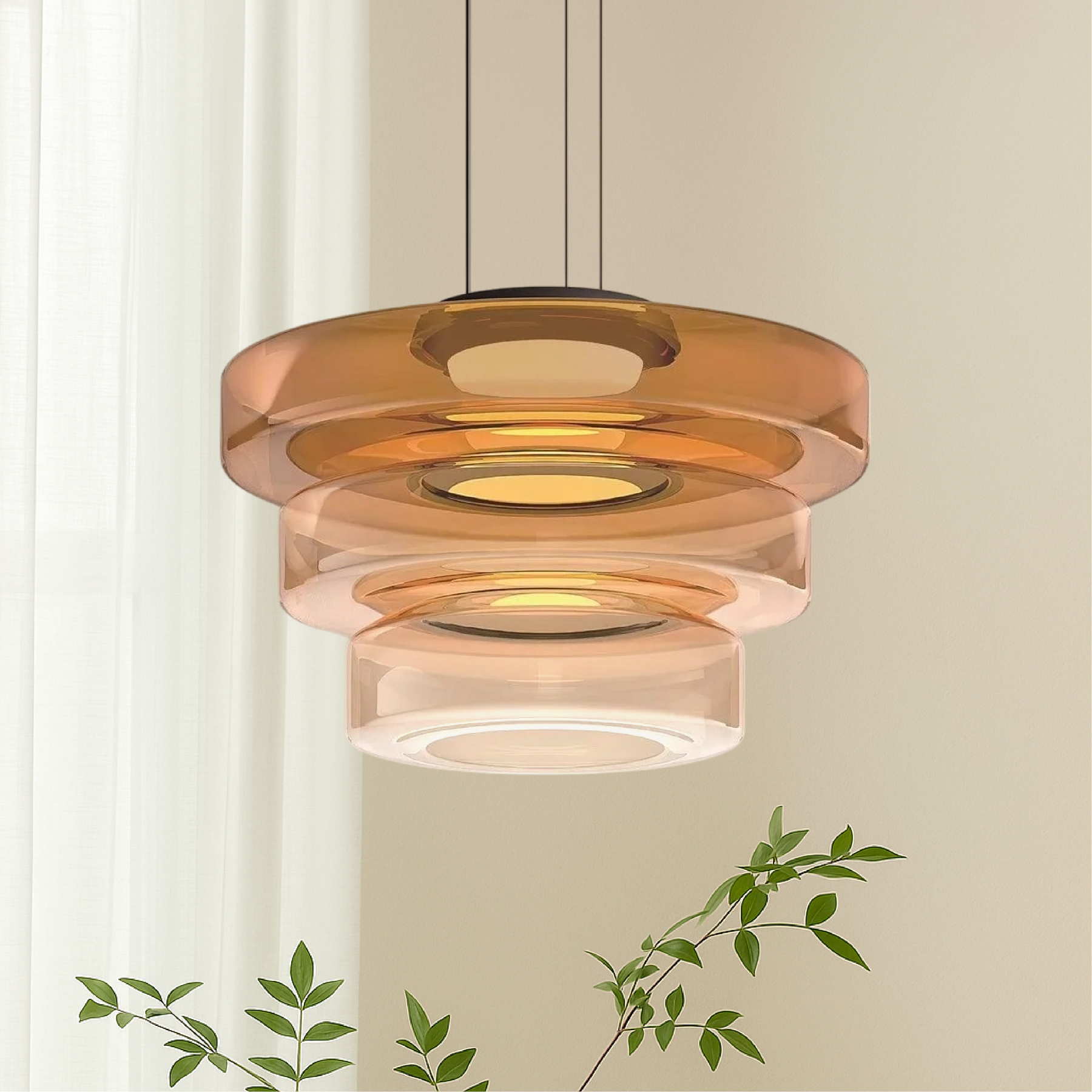 Lampe Suspendue en Verre Danois - Design Bauhaus Élégant et Réglable