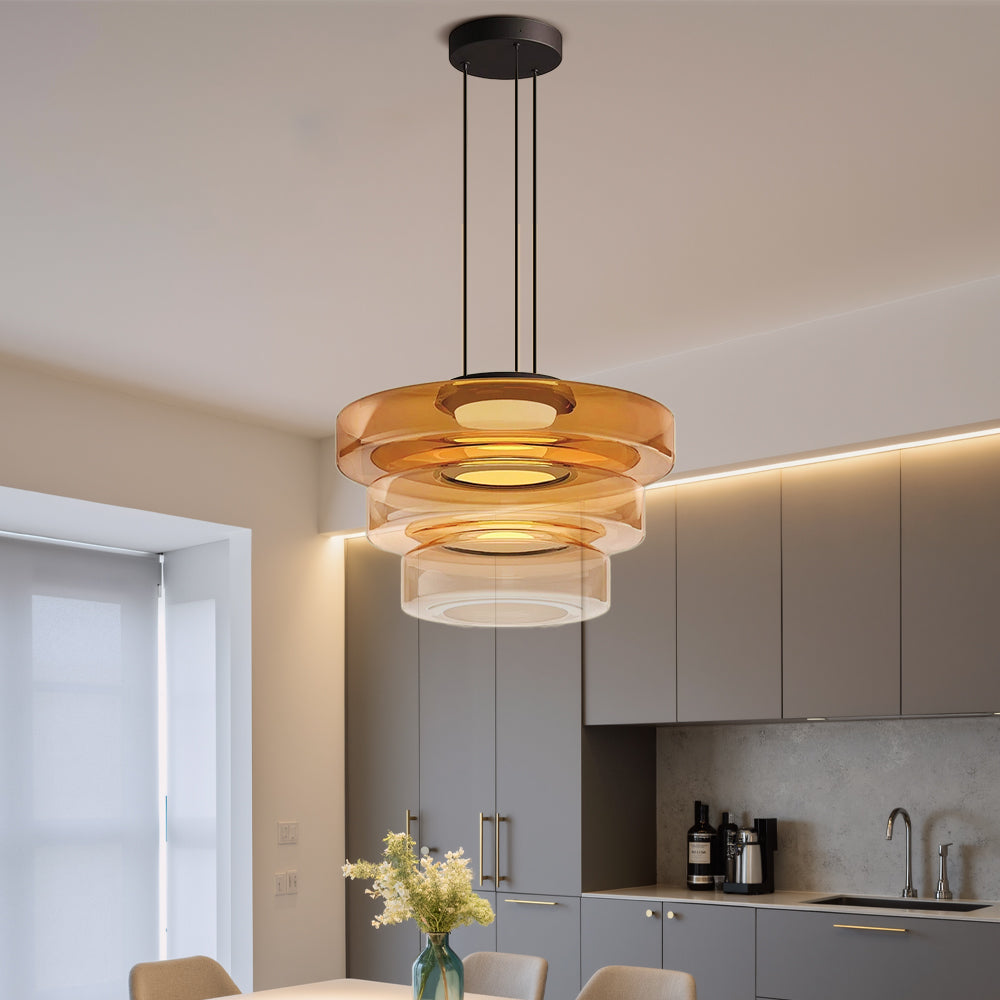 Lampe Suspendue en Verre Danois - Design Bauhaus Élégant et Réglable